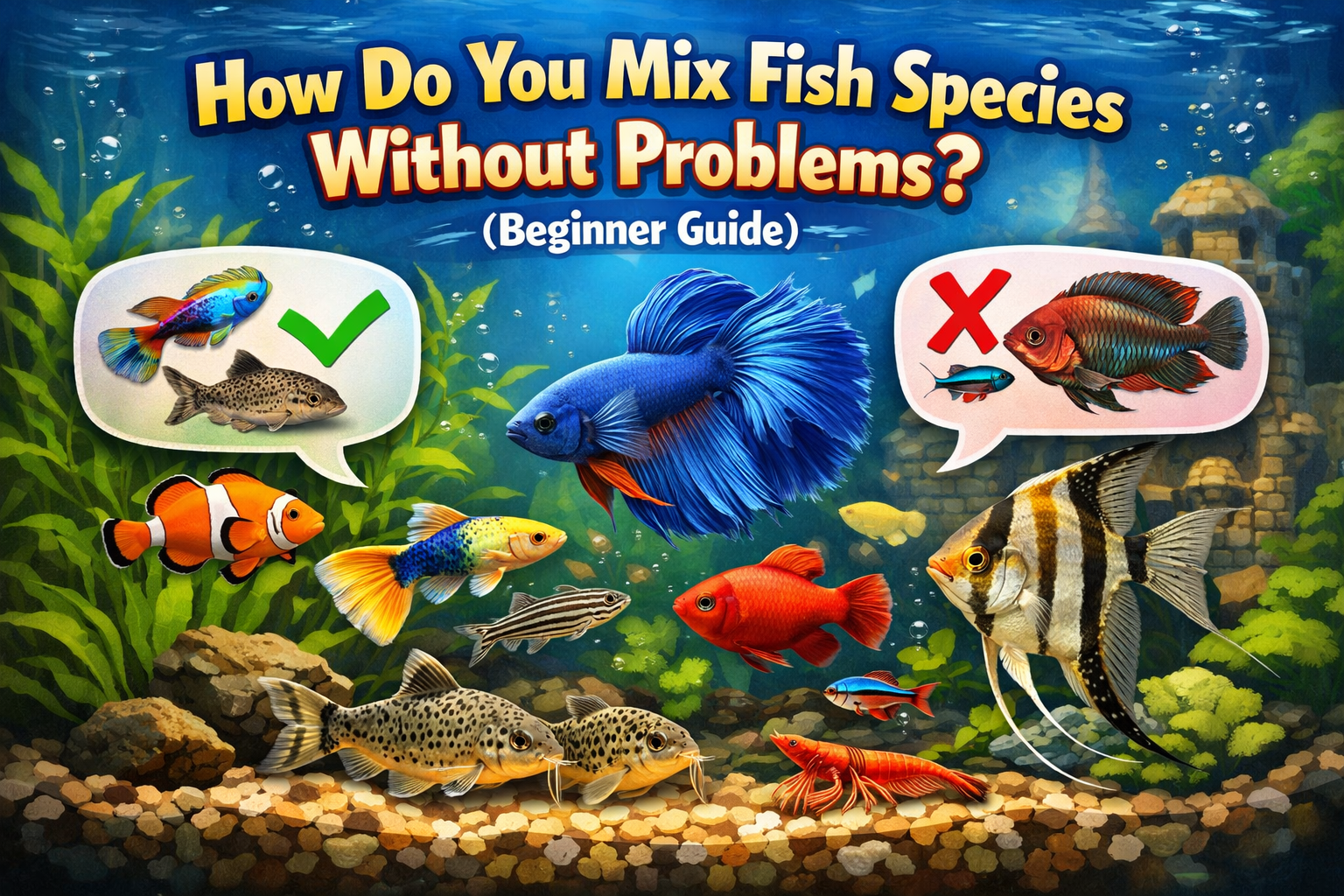 Mix fish species in a peaceful aquarium